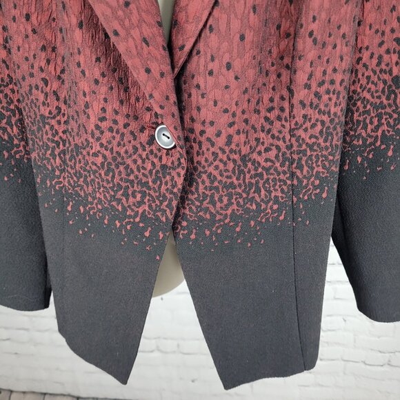 Coldwater Creek Red Black Leopard Blazer Suit Jacket Size 1X (16W-18W) - Picture 8 of 14